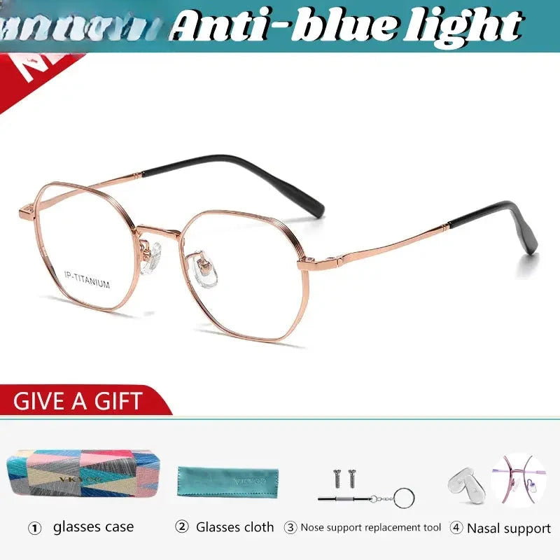 Women's Polygon Full Rim Titanium Reading Glasses 698609 — view 3 | Rx Spectacle