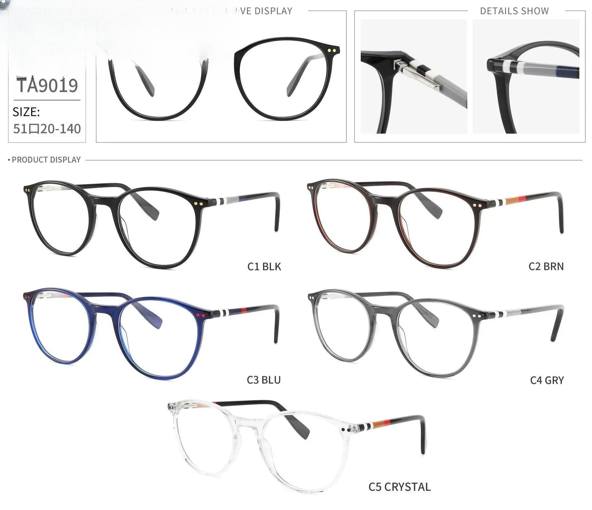 Unisex Round Full Rim Titanium Prescription Glasses 8019 — view 9 | Rx Spectacle