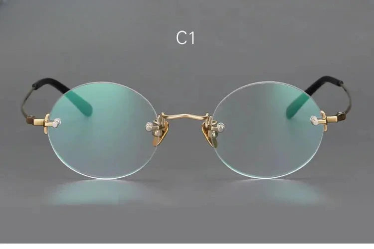 Unisex Round Rimless Titanium Reading Glasses 4643 — view 7 | Rx Spectacle