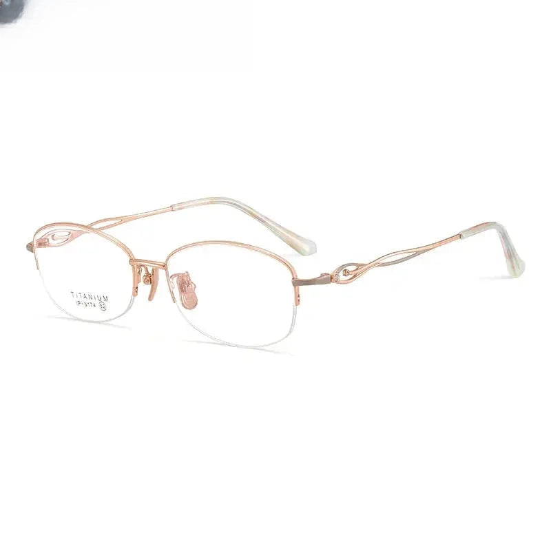 Women's Oval Semi-Rimless Titanium Prescription Glasses 6174 — view 9 | Rx Spectacle