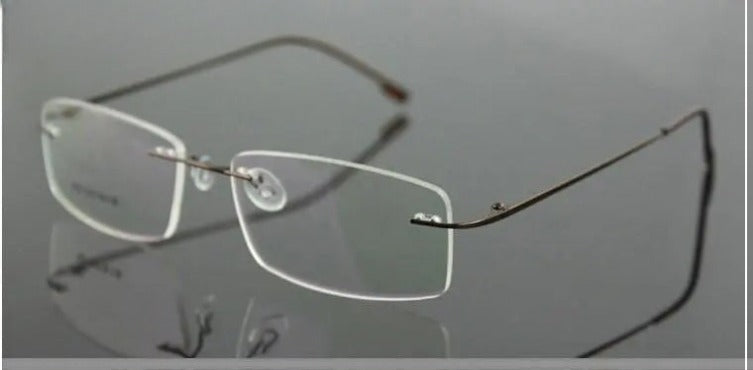 Unisex Rectangular Rimless Titanium Prescription Glasses 763 — view 3 | Rx Spectacle