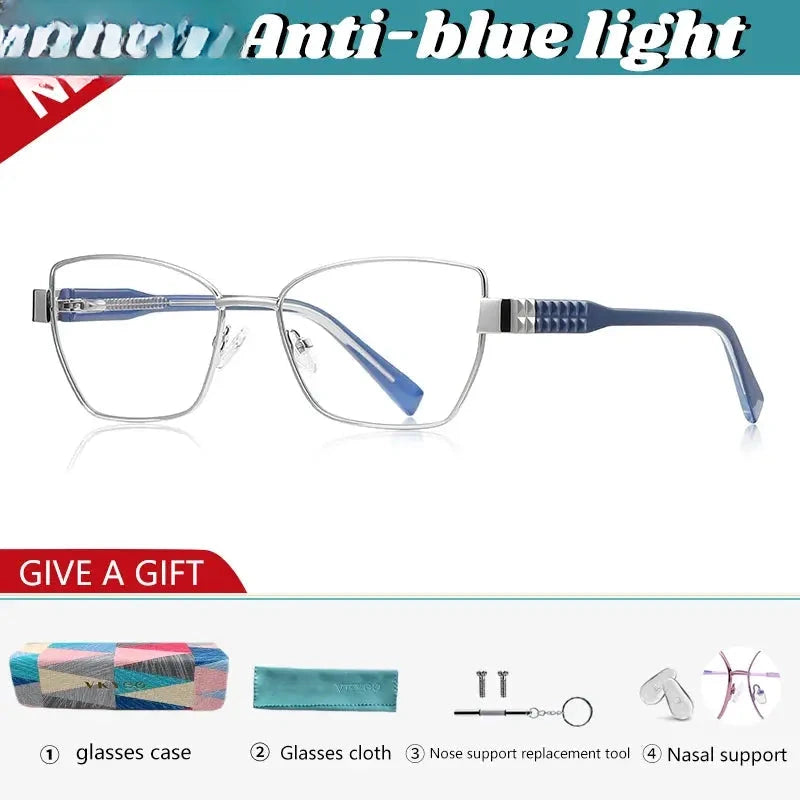 Women's Cat Eye Full Rim Alloy Reading Glasses 963168 — view 3 | Rx Spectacle