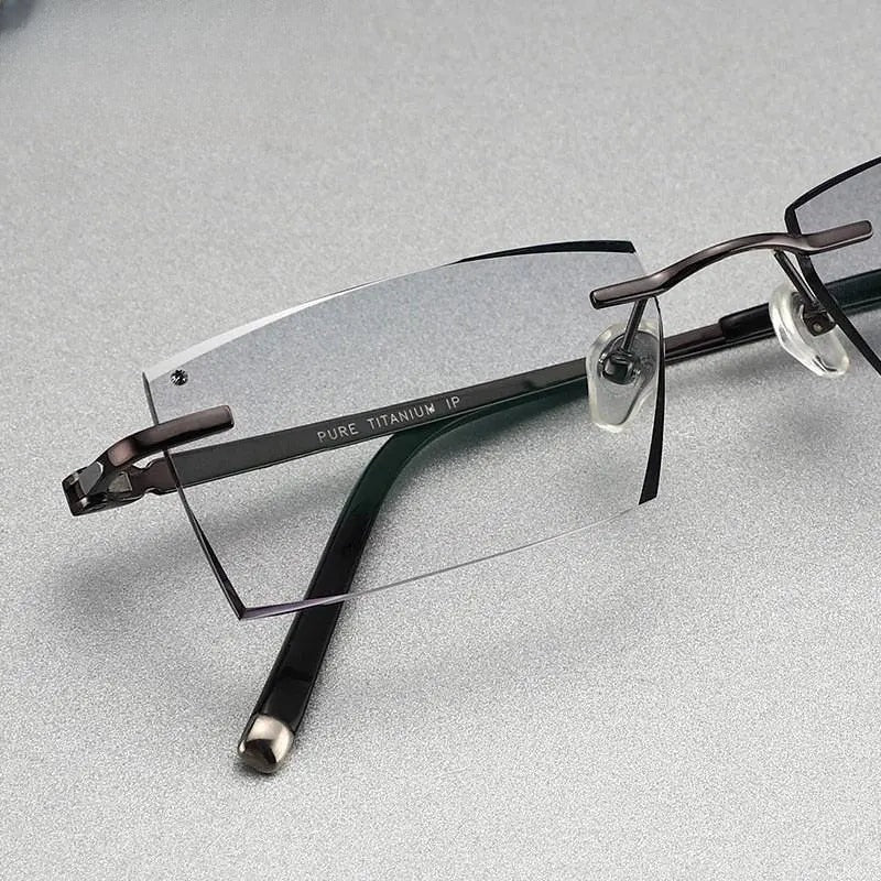 Men's Square Rimless Titanium Prescription Glasses 9090 — view 1 | Rx Spectacle