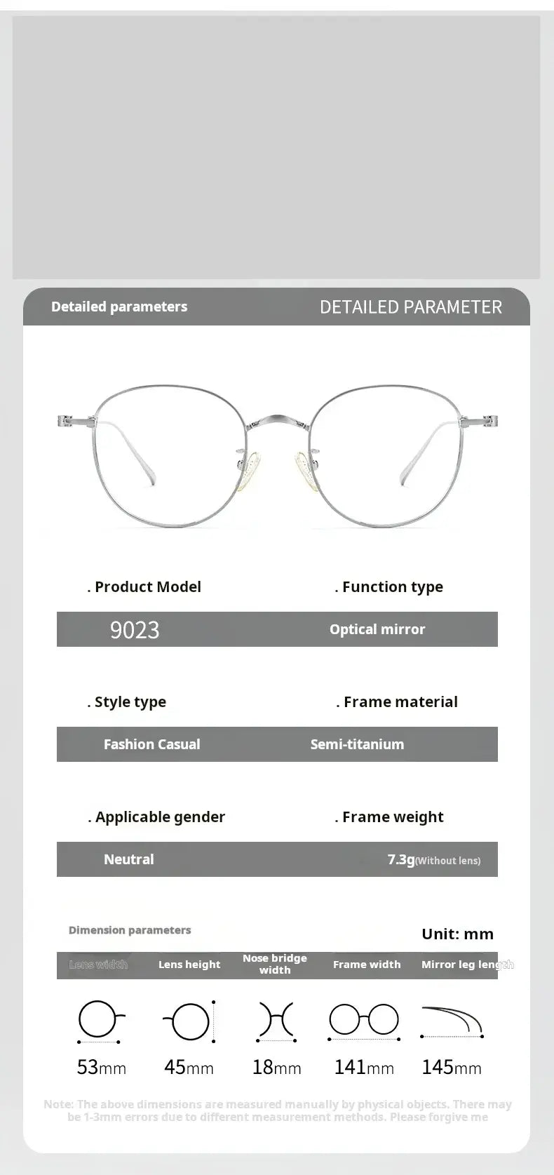Unisex Round Full Rim Titanium Flat Top Prescription Glasses 90237 — view 2 | Rx Spectacle