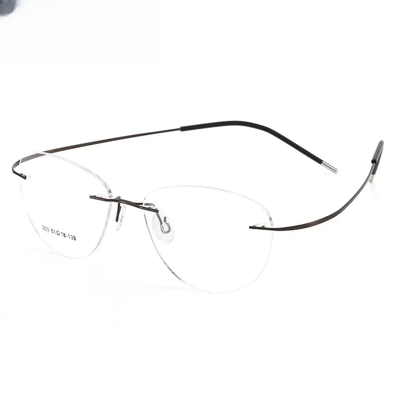 Women's Cat Eye Rimless Titanium Prescription Glasses 881003 — view 7 | Rx Spectacle