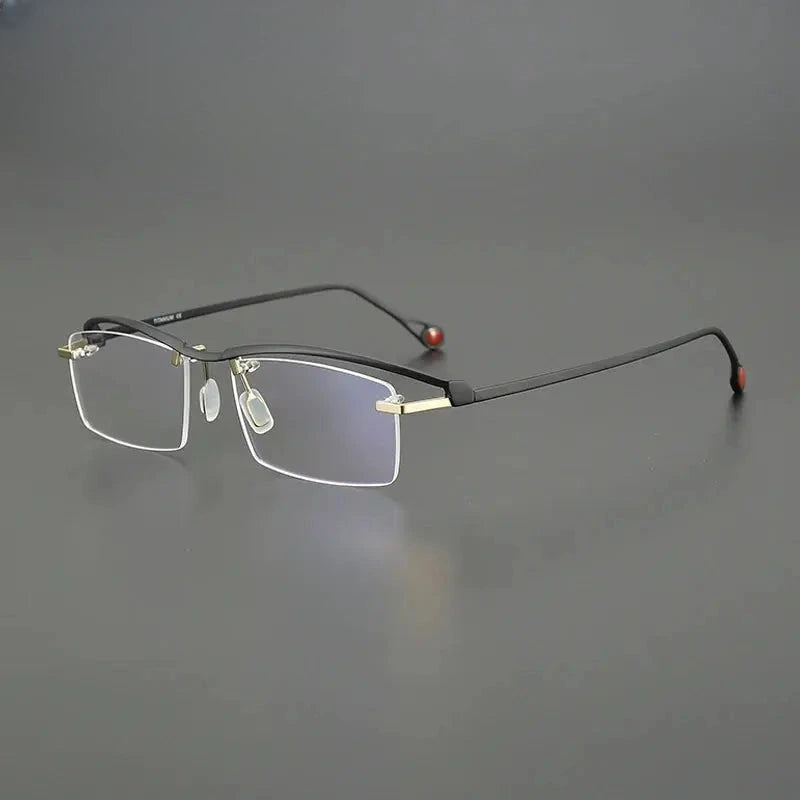 Unisex Browline Semi-Rimless Titanium Prescription Glasses G1525 — view 2 | Rx Spectacle
