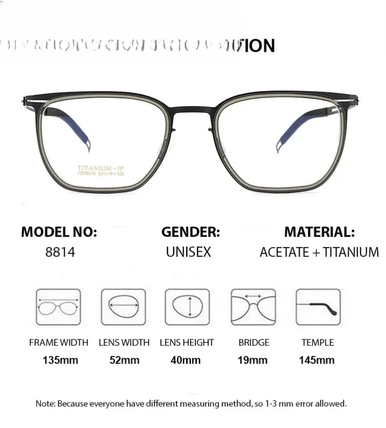Women's Square Full Rim Titanium Prescription Glasses 88814 — view 2 | Rx Spectacle
