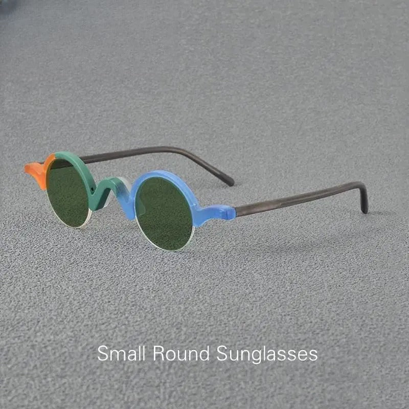 Unisex Round Semi-Rimless Acetate Prescription Glasses — view 2 | Rx Spectacle
