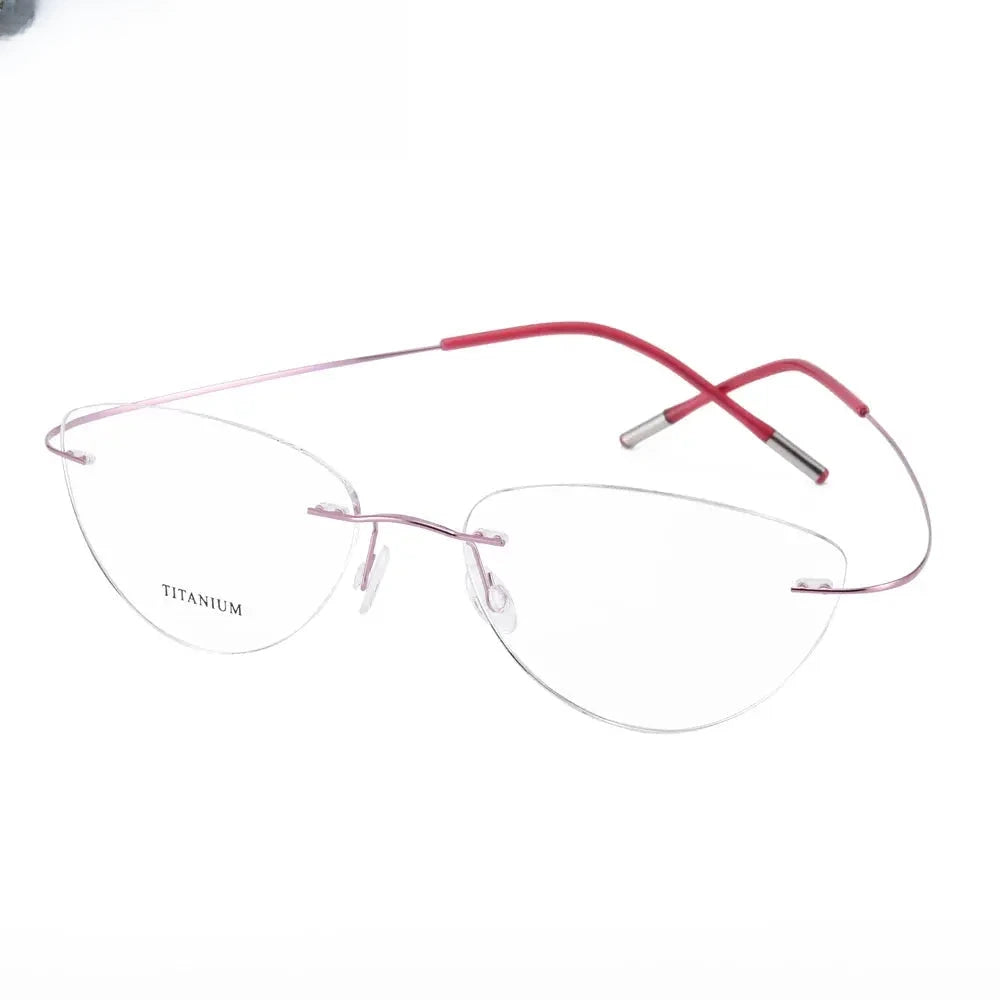 Unisex Cat Eye Rimless Titanium Prescription Glasses 720003 — view 6 | Rx Spectacle