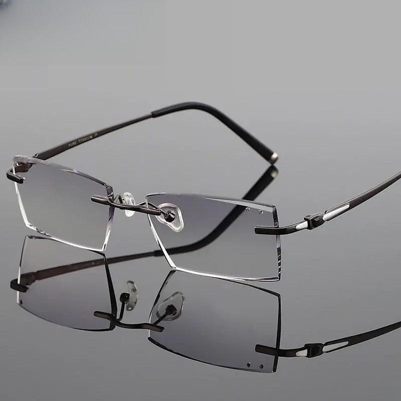 Men's Square Rimless Titanium Prescription Glasses 9090 — view 4 | Rx Spectacle