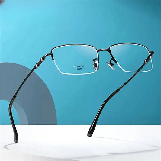 Unisex Square Semi-Rimless Titanium Prescription Glasses 468969 — view 1 | Rx Spectacle