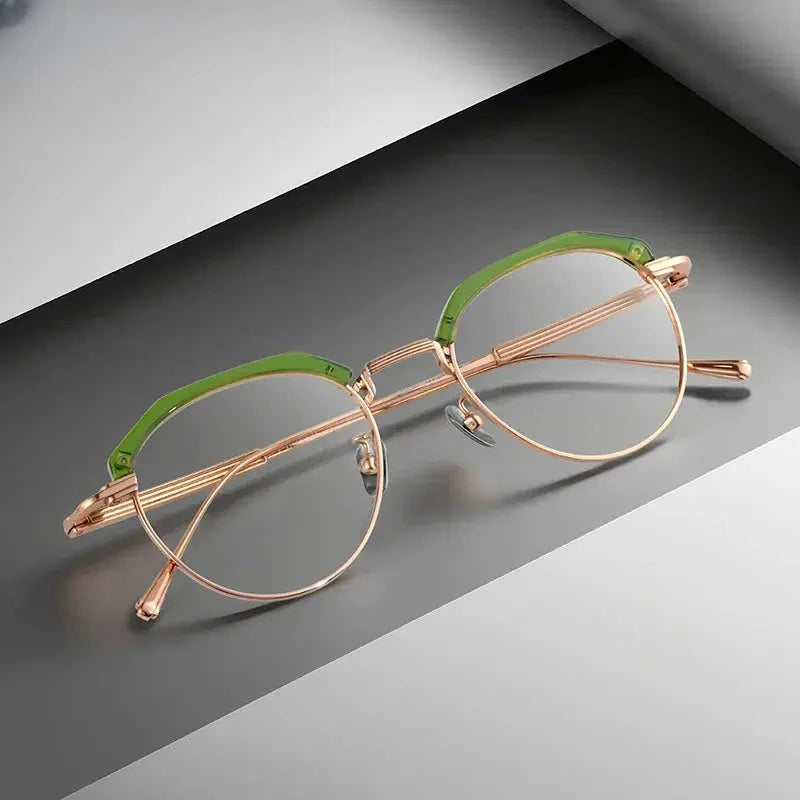 Women's Oval Full Rim Titanium Flat Top Prescription Glasses 739903 — view 1 | Rx Spectacle