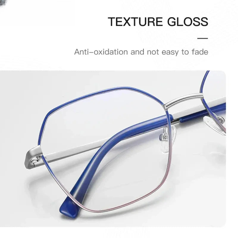Women's Polygon Full Rim Stainless Steel Reading Glasses 3090 — view 5 | Rx Spectacle