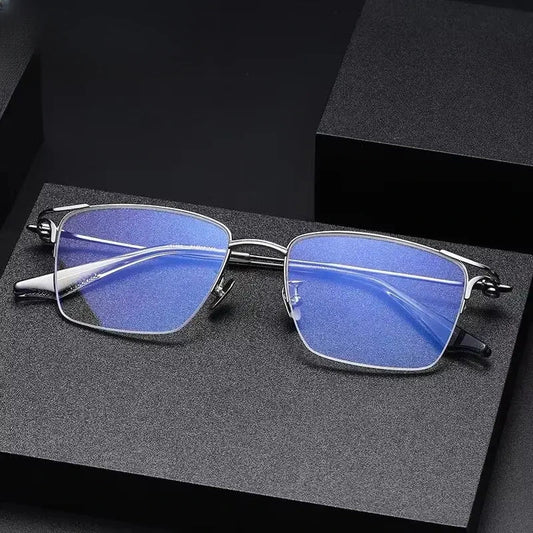 Unisex Square Semi-Rimless Titanium Prescription Glasses 81002 — view 1 | Rx Spectacle