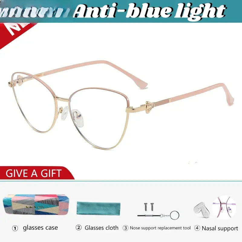 Women's Butterfly Full Rim Titanium Reading Glasses 69832 — view 6 | Rx Spectacle