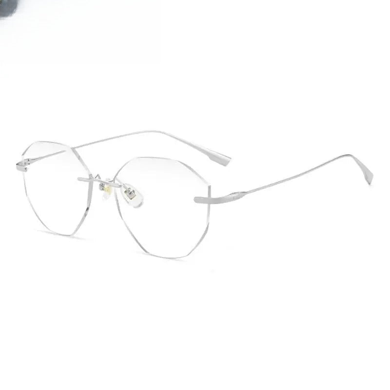 Women's Irregular Rimless Titanium Prescription Glasses 99219 — view 2 | Rx Spectacle