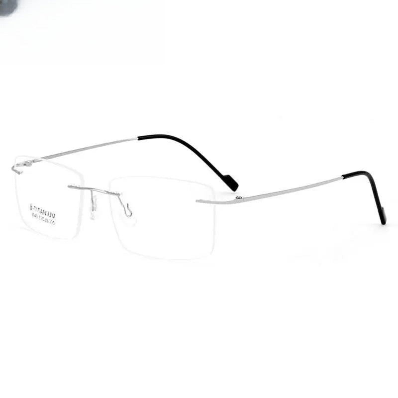 Unisex Square Rimless Titanium Prescription Glasses 763 — view 3 | Rx Spectacle