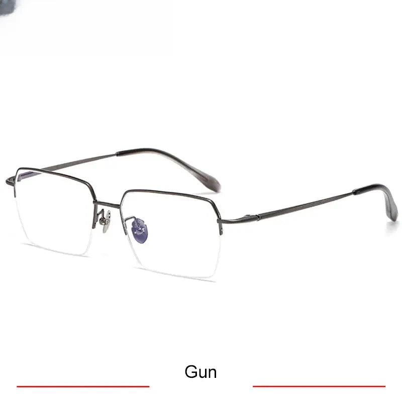Men's Square Semi-Rimless Titanium Prescription Glasses 316889 — view 5 | Rx Spectacle