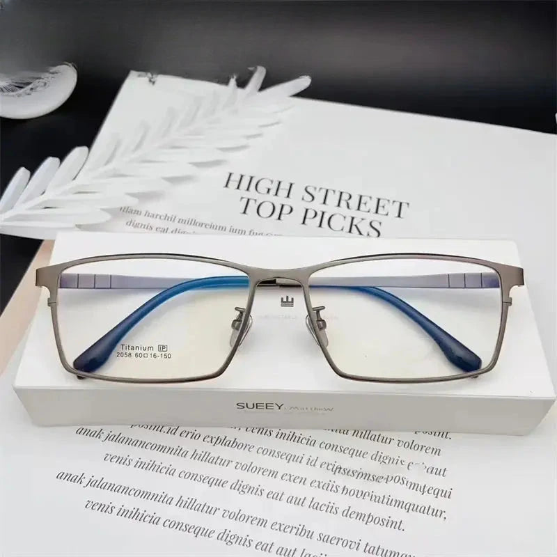 Men's Square Full Rim Titanium Oversized Prescription Glasses 612058 — view 4 | Rx Spectacle