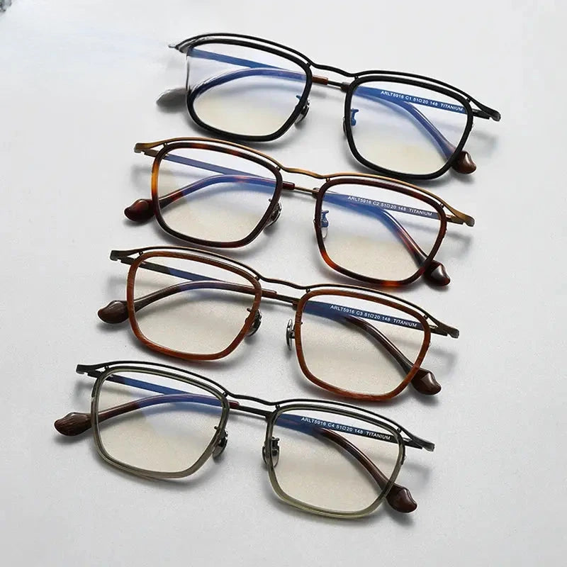 Unisex Square Full Rim Titanium Prescription Glasses Gxyj1459 — view 3 | Rx Spectacle