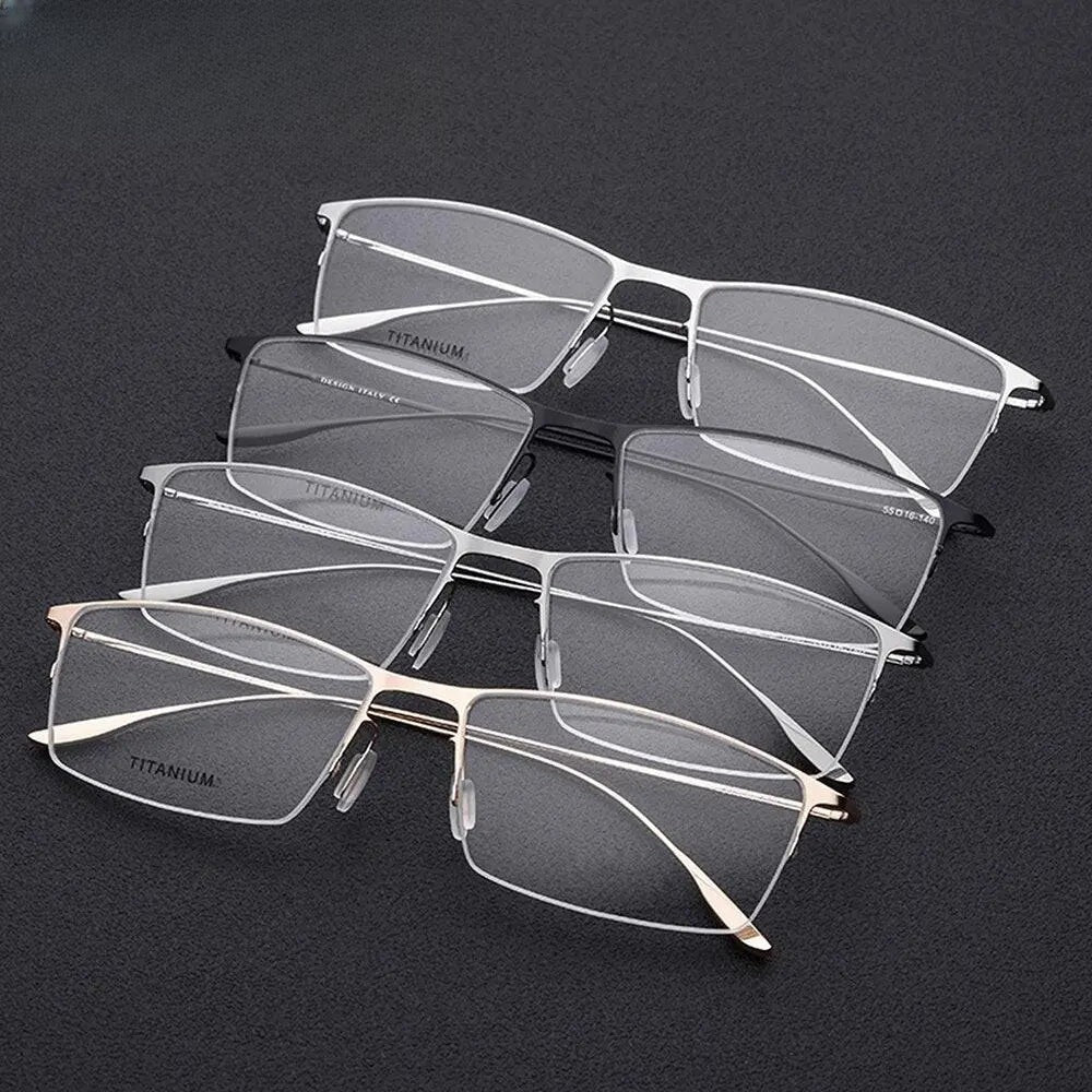 Men's Square Semi-Rimless Titanium Prescription Glasses 2611 — view 5 | Rx Spectacle