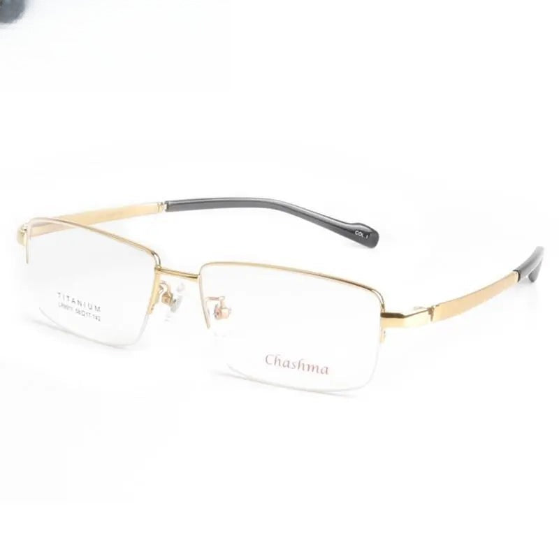 Square Semi-Rimless Titanium Oversized Prescription Glasses 8911 — view 3 | Rx Spectacle