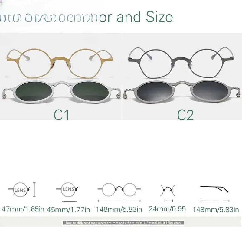 Unisex Irregular Full Rim Titanium Clip-On Prescription Glasses 148583 — view 2 | Rx Spectacle