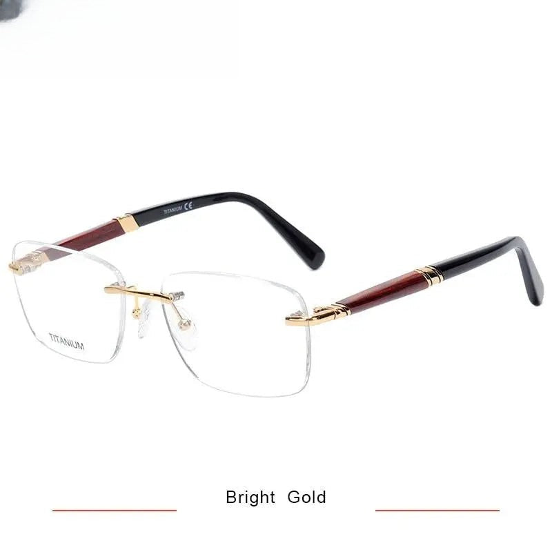 Unisex Square Rimless Titanium Prescription Glasses Ls01 — view 2 | Rx Spectacle