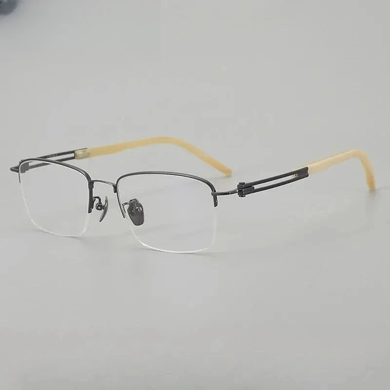 Men's Square Semi-Rimless Titanium Oversized Prescription Glasses 401008 — view 5 | Rx Spectacle