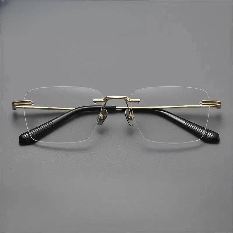 Men's Polygon Rimless Titanium Prescription Glasses 80957 — view 6 | Rx Spectacle