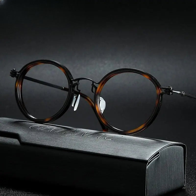 Unisex Round Full Rim Titanium Prescription Glasses Gxyj639 — view 10 | Rx Spectacle
