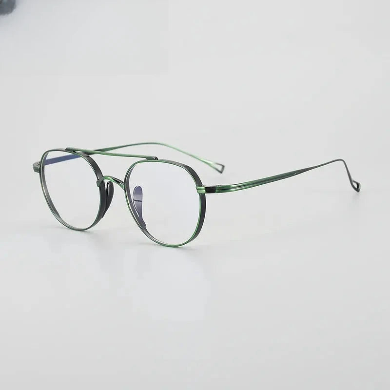 Unisex Polygon Full Rim Titanium Double Bridge Prescription Glasses 1477 — view 9 | Rx Spectacle