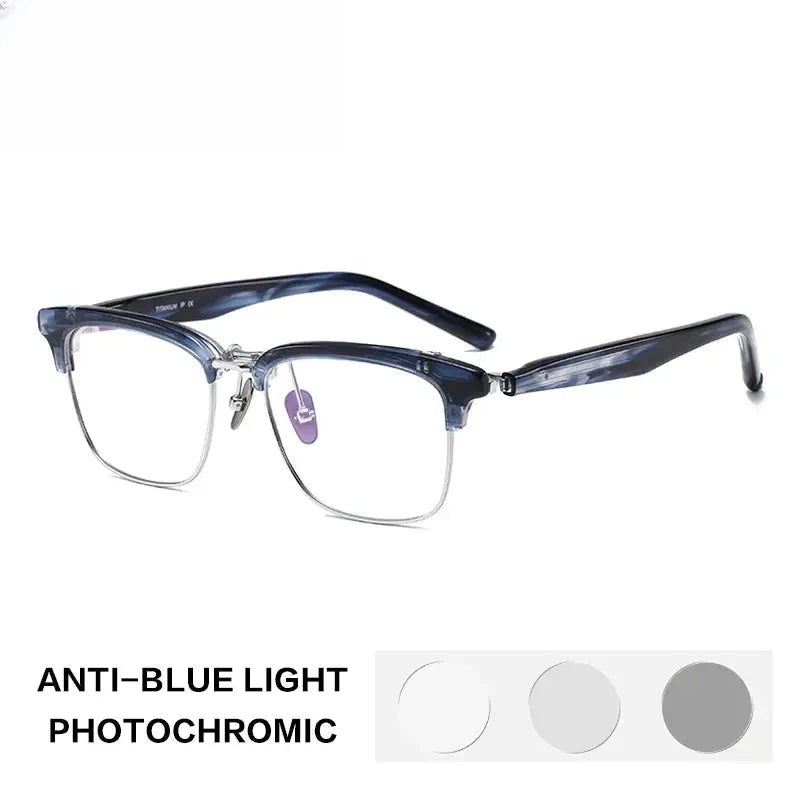 Unisex Square Full Rim Titanium Reading Glasses 62796 — view 4 | Rx Spectacle