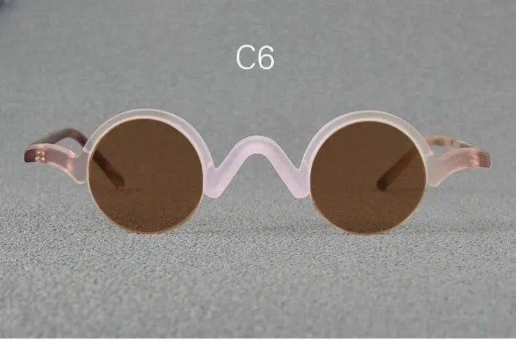 Unisex Round Semi-Rimless Acetate Prescription Glasses — view 12 | Rx Spectacle