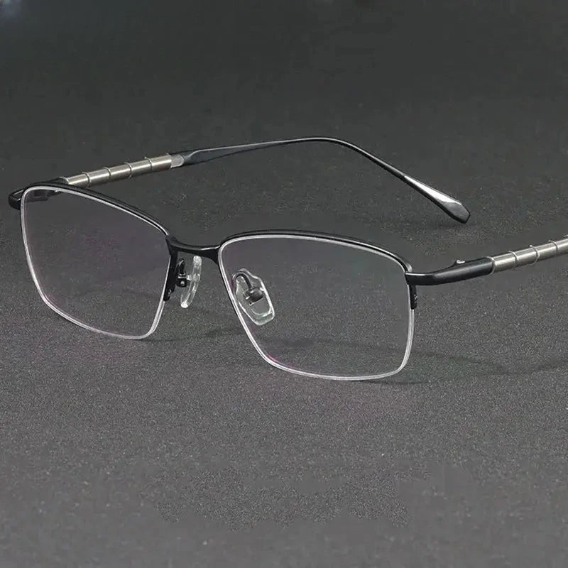 Men's Square Semi-Rimless Titanium Prescription Glasses 417018 — view 1 | Rx Spectacle