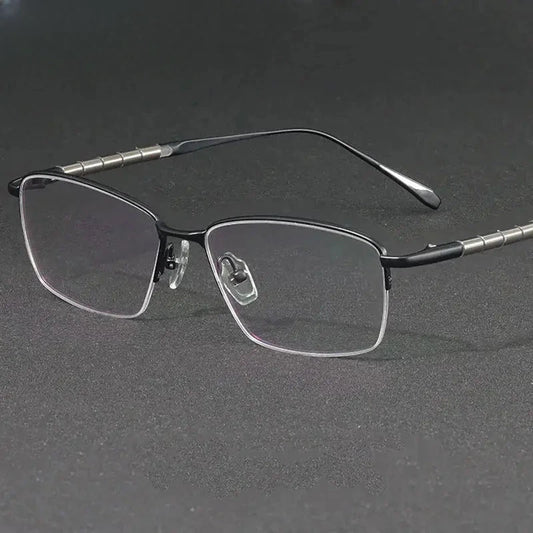 Men's Square Semi-Rimless Titanium Prescription Glasses 417018 — view 1 | Rx Spectacle