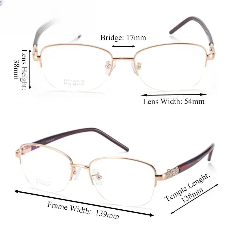 Women's Oval Semi-Rimless Titanium Prescription Glasses 779113 — view 2 | Rx Spectacle