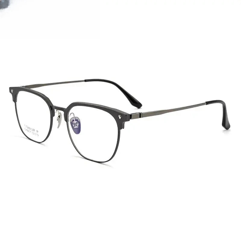 Unisex Square Full Rim Titanium Prescription Glasses 9207 — view 5 | Rx Spectacle