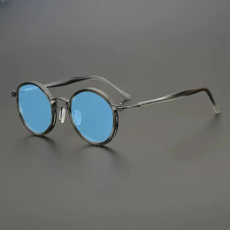 Unisex Round Full Rim Titanium Prescription Glasses Mo10 — view 34 | Rx Spectacle