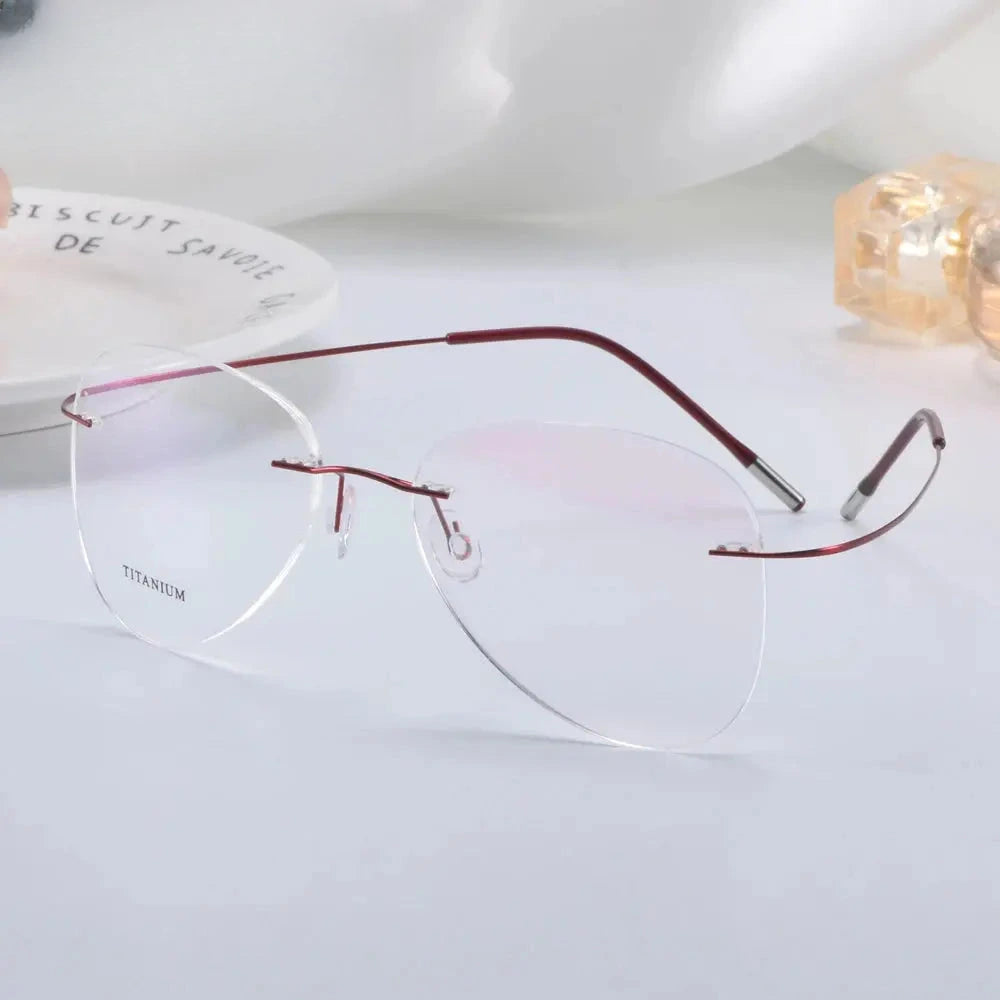 Unisex Oval Rimless Titanium Prescription Glasses 200024 — view 1 | Rx Spectacle