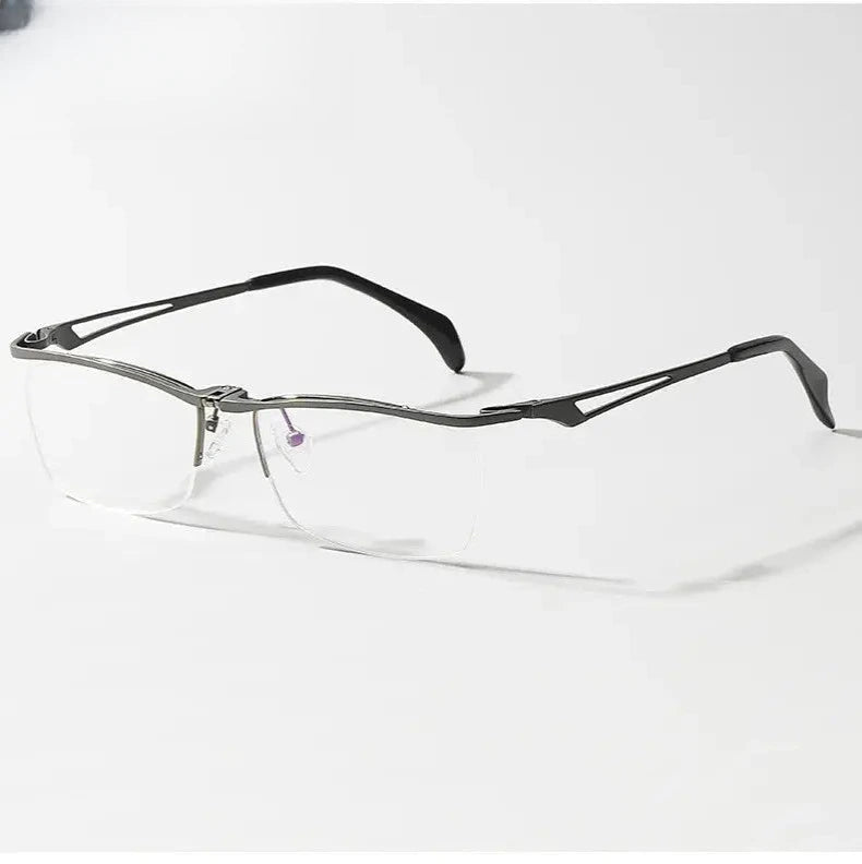 Men's Square Semi-Rimless Titanium Prescription Glasses 114896 — view 6 | Rx Spectacle