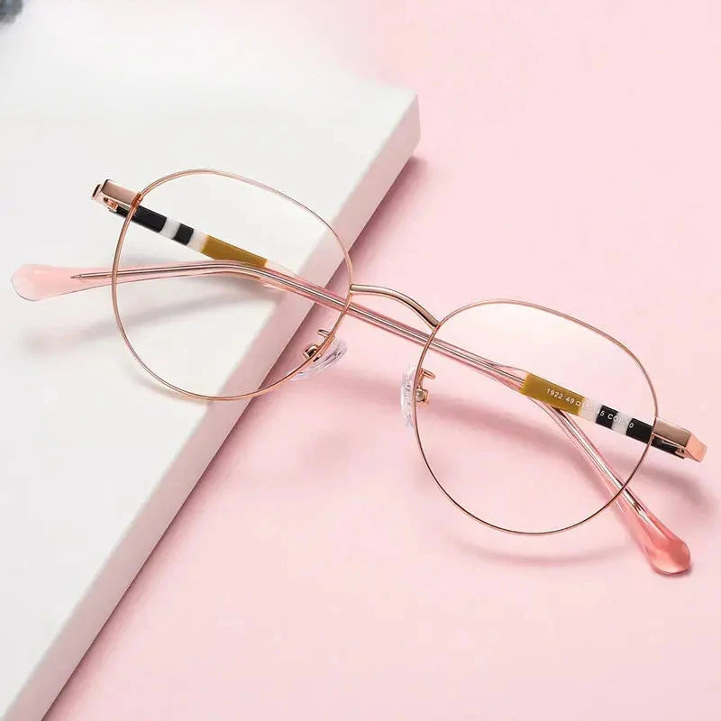 Women's Oval Full Rim Alloy Flat Top Prescription Glasses 41922 — view 1 | Rx Spectacle