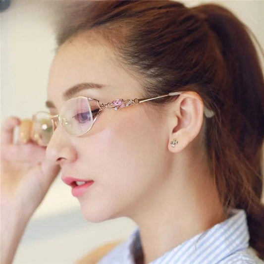Women's Oval Semi-Rimless Titanium Prescription Glasses 95038 — view 1 | Rx Spectacle