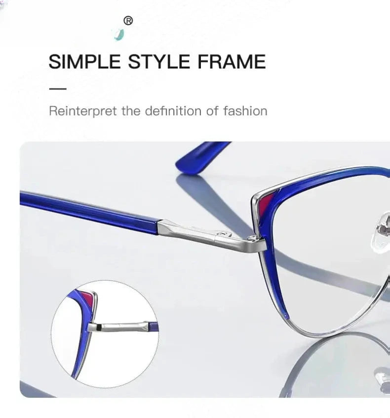 Women's Cat Eye Full Rim Alloy Reading Glasses 43124 — view 4 | Rx Spectacle
