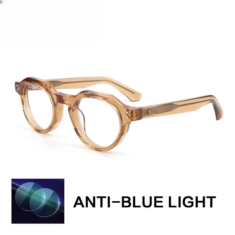 Unisex Round Full Rim Acetate Flat Top Reading Glasses G66301 — view 6 | Rx Spectacle