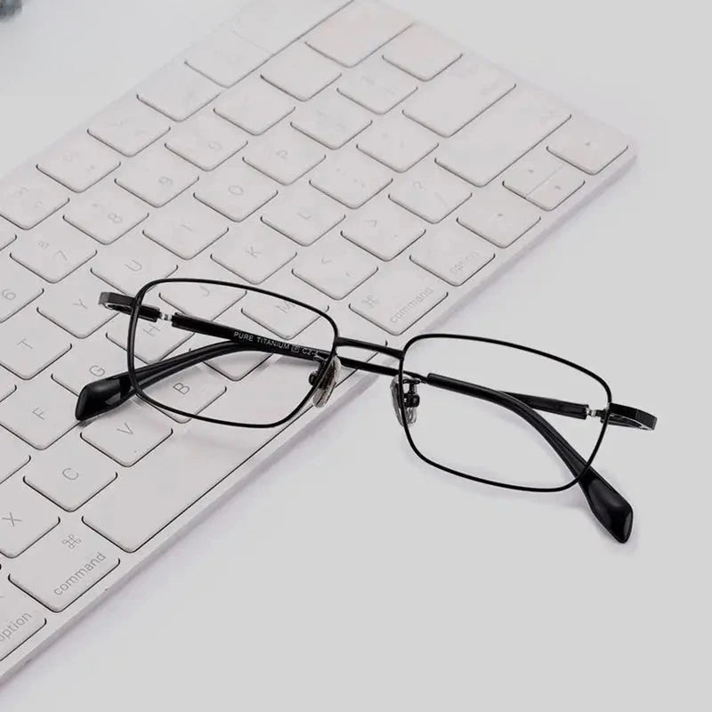 Women's Square Full Rim Titanium Prescription Glasses 85927 — view 1 | Rx Spectacle