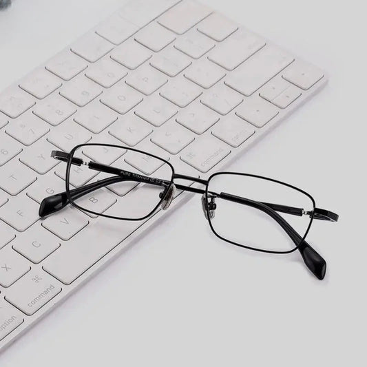 Women's Square Full Rim Titanium Prescription Glasses 85927 — view 1 | Rx Spectacle