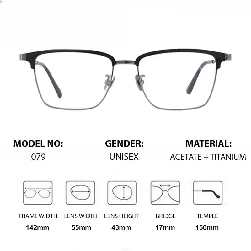 Men's Square Full Rim Titanium Prescription Glasses 881079 — view 2 | Rx Spectacle