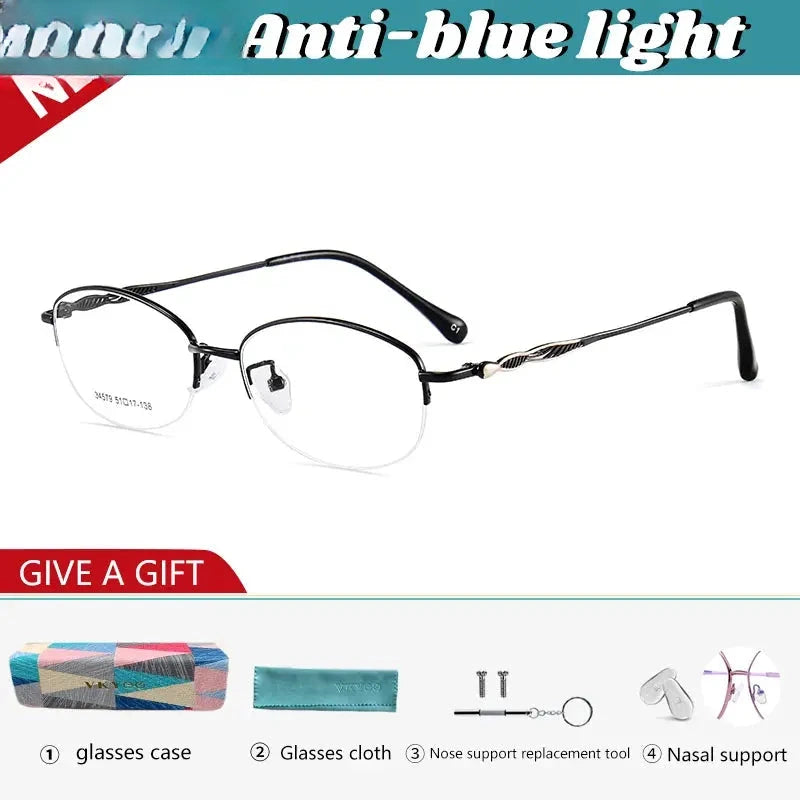Women's Oval Semi-Rimless Alloy Reading Glasses 34579 — view 3 | Rx Spectacle