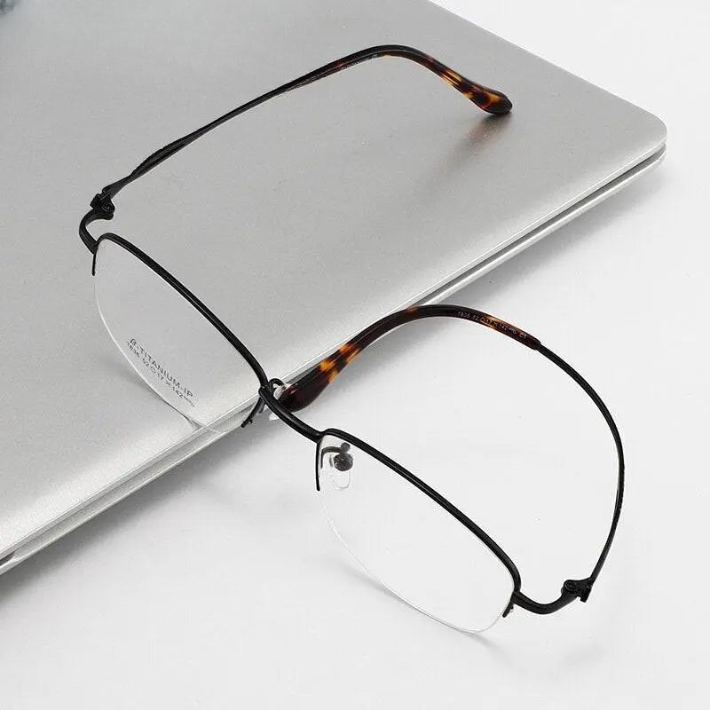 Women's Square Semi-Rimless Titanium Prescription Glasses 1836 — view 9 | Rx Spectacle